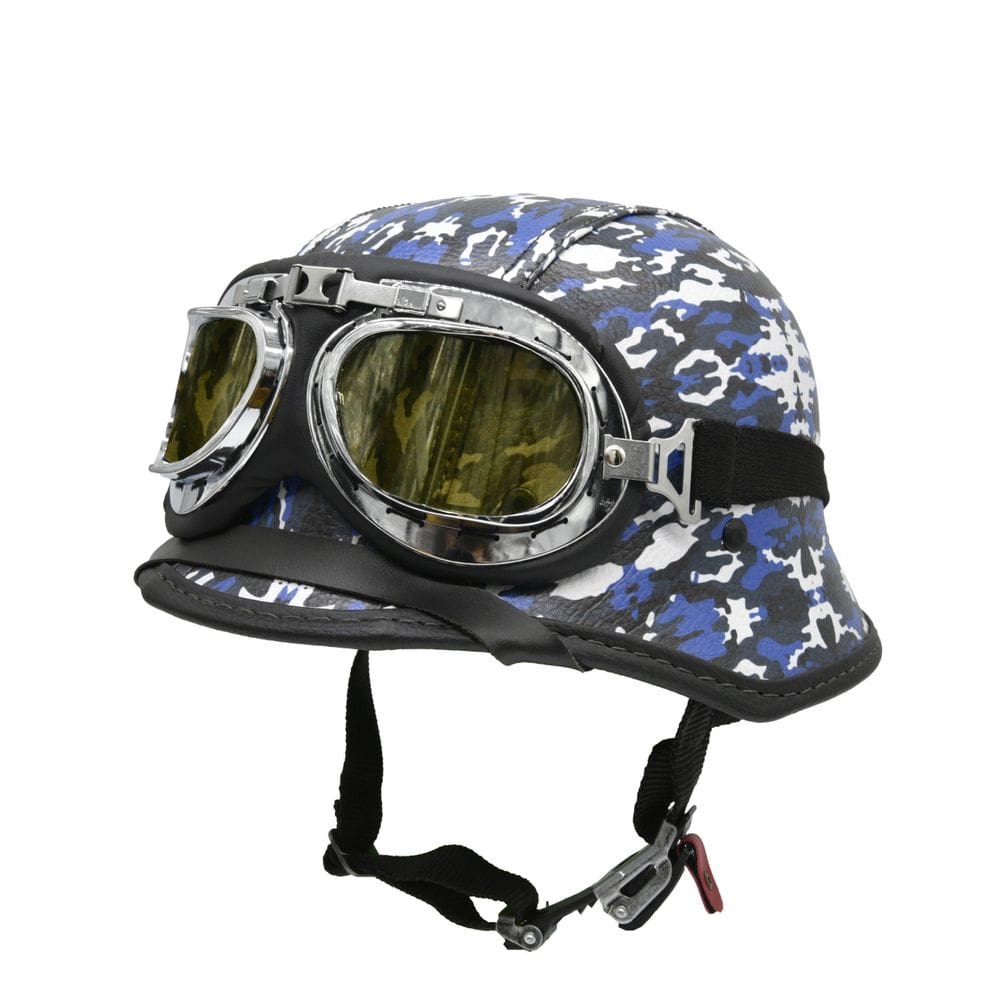 Capacete Bike/Scooter Alemão Camuflado Azul Amarelo Pp