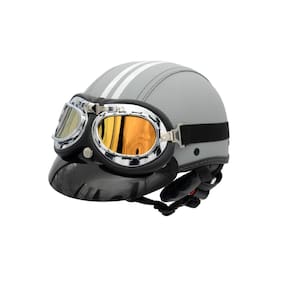 Capacete Bike/Scooter Coquinho Br 101 Cinza Retro Amarelo G