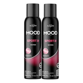 Kit 2 Desodorante Aerosol Mood Sport Feminino Jato Seco 150ml