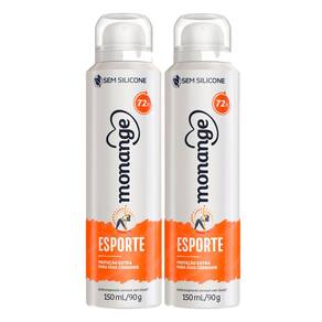 Kit 2 Desodorante Monange Esporte Aerosol Antitranspirante 72h Sem Silicone 150ml