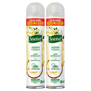 Kit 2 Desodorante Suave Jasmim e Coco Aerossol Antitranspirante 48h 200ml