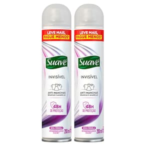 Kit 2 Desodorante Suave Invisível Aerossol Antitranspirante 48h 200ml