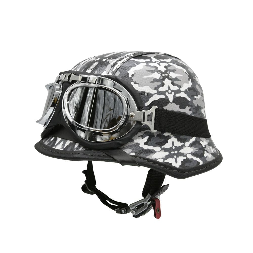 Capacete Bike/Scooter Alemão Camuflado Cinza Espelhado Pp