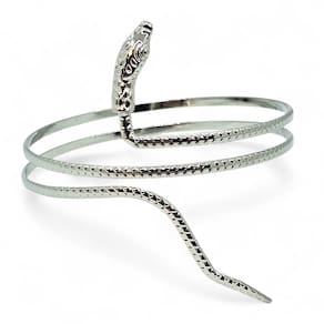 Bracelete De Cobra Espiral Regulável Detalhado Prata Braço