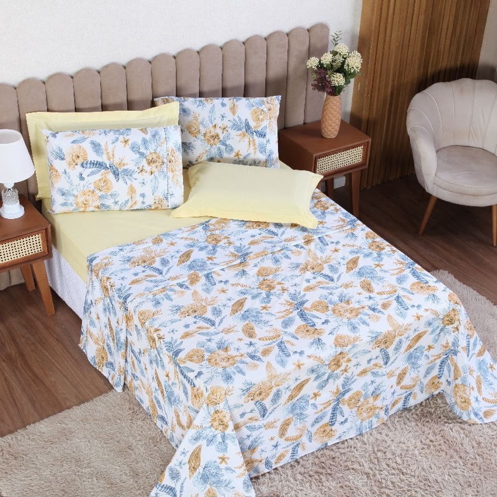 Jogo de Cama Queen 6p Lençol + Fronha Esmeralda Percal 100% Algodão