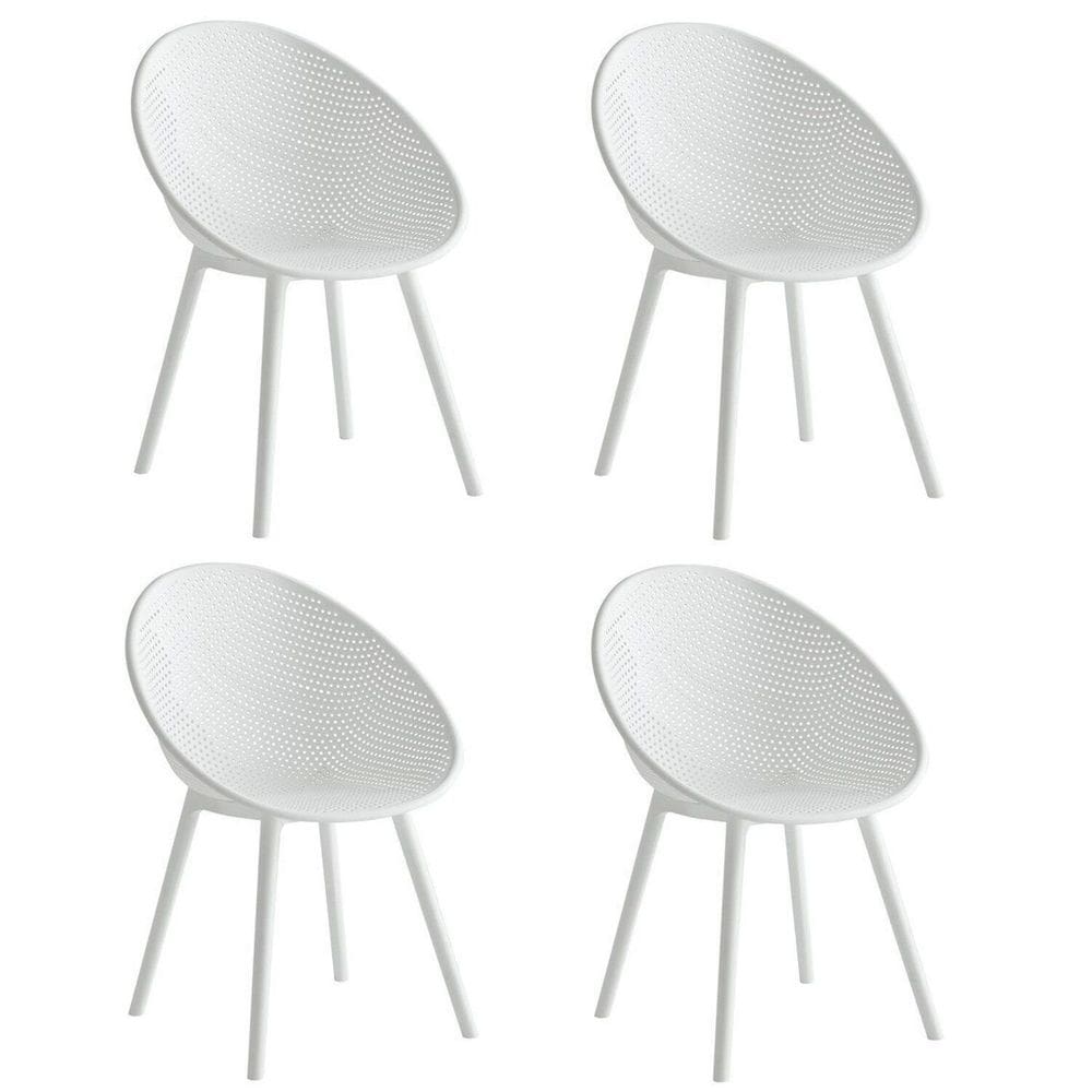 Kit com 4 Cadeiras para Jardim e Área Externa Drops Branco