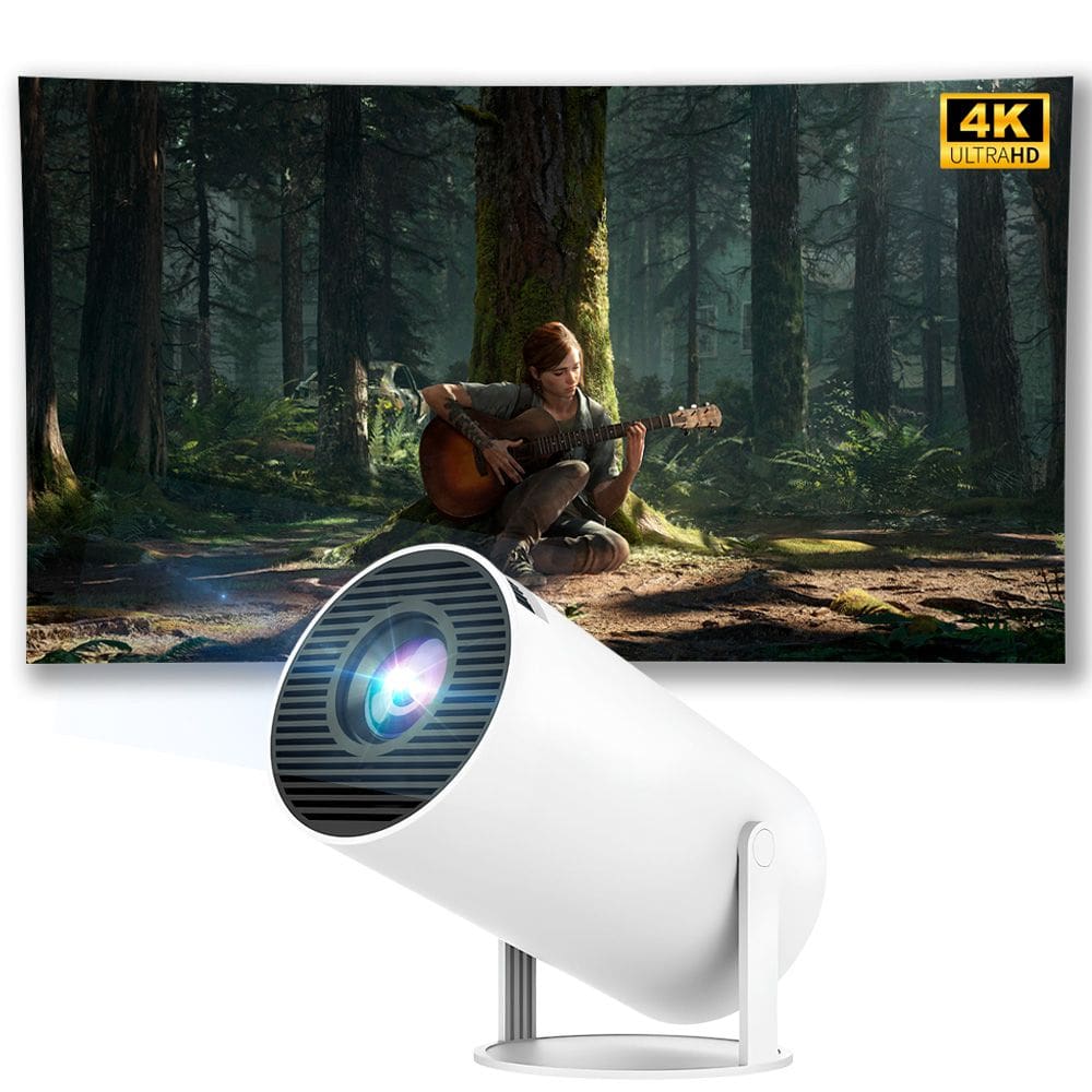Mini Projetor Portatil, WiFi 6, Bluetooth 5.2, Android 11, 2.500 Lumens, LED 4K FHD, HY300 Pro - Branco
