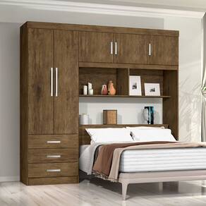 Guarda-Roupa Casal Modulado Estocolmo 5 Portas 3 Gavetas Jequitibá/Avelã - Pnr Móveis