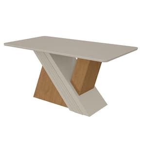 Mesa de Jantar Vênus 170 cm Amêndoa Clean Off White Tampo com Vidro - Lopas