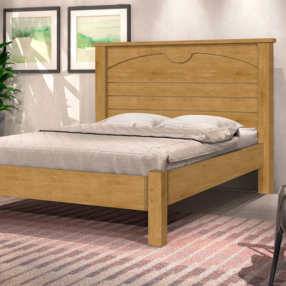 Cama de Casal Escópia Natural - Pnr Móveis