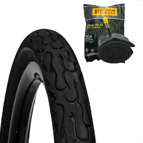 Pneu Bicicleta DSI Flame Aro 26 x 2.125 Balão Tipo kenda + camara Pirelli 26 Montadinha Freeride
