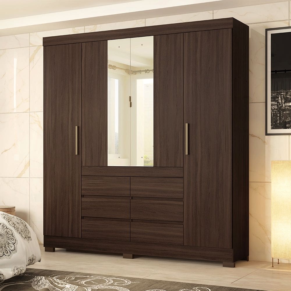 Guarda Roupa Roupeiro Casal 04 Portas Cádis Café Touch Demóbile