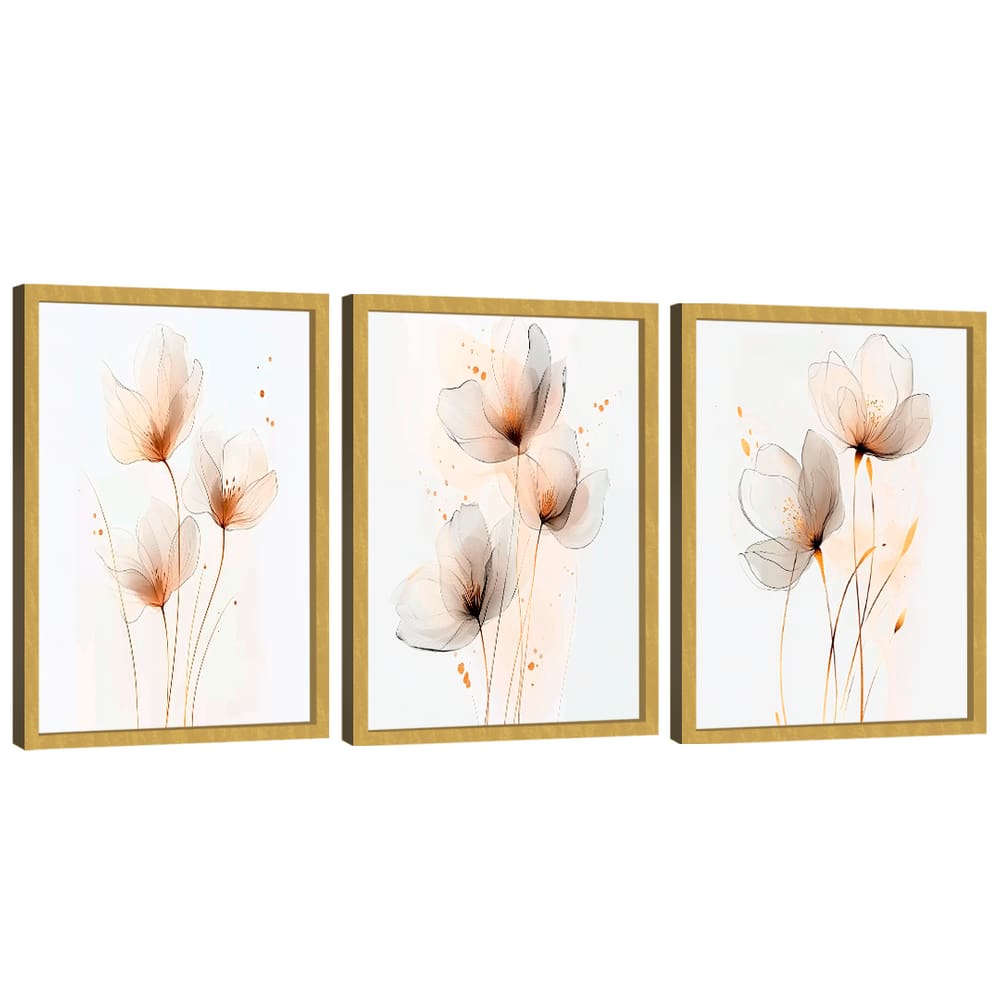 Quadro Decorativo Trio Flor Minimalista Elegância