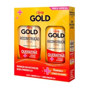 Kit Shampoo Niely Gold Reconstrução Potente Max Queratina-V 275ml + Condicionador 175ml