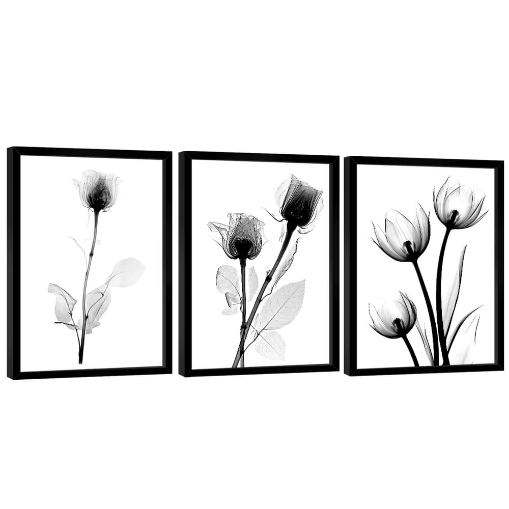 Quadro Decorativo Trio Flor Estilo Desenho