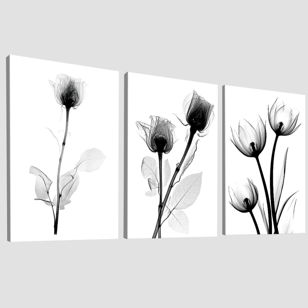 Quadro Decorativo Trio Flor Estilo Desenho