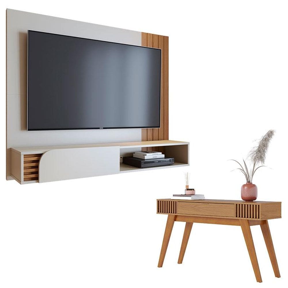 Home Suspenso Jurerê 1.6 Off White Matte Freijo com Aparador Riviera Freijó – Colibri