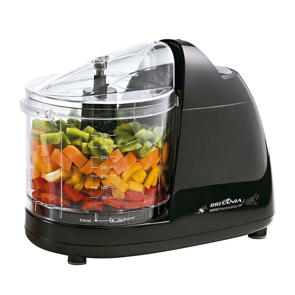 Mini Processador De Alimentos Britânia 360ml Função Pulsar 2P110V