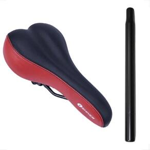 Banco Selim assento Shiver Bike Mtb Confortável Bicicleta Preto com vermelho + Canote 27.2 x 350mm