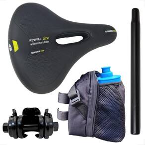 Selim Bicicleta Banco 2 Molas Confortavel + Canote + Castanha carrinho + Bolsa com suporte garrafa