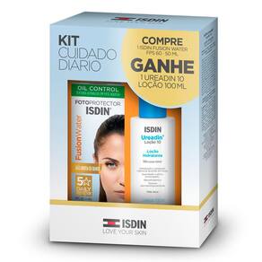 Kit Facial Isdin Protetor Solar Fusion Water 5 Stars FPS 60 sem Cor 50ml Ganhe Ureadin 10 Isdin Loção 100ml