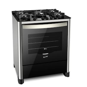 Fogão 5 Bocas a Gás Fischer Gran Cheff com Mesa de Vidro Temperado e Forno 110L Inox 220V