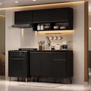 Armário de Cozinha Compacta Atlanta PetitCarraro Preto Touch