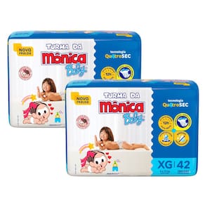 Kit de Fraldas Turma da Mônica Baby Mega Tamanho XG 84 Unidades
