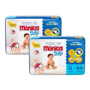 Kit de Fraldas Turma da Mônica Baby Mega Tamanho G 88 Unidades