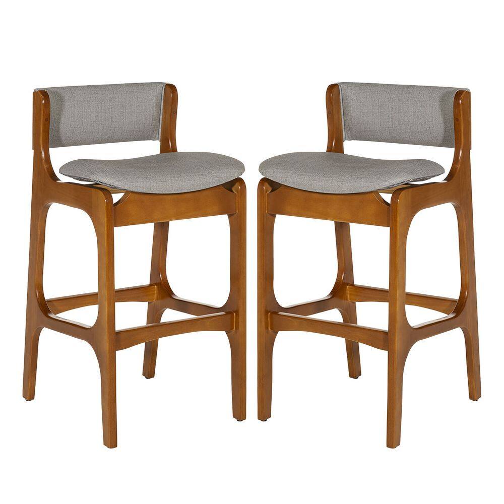 Kit 2 Banquetas Alta Ella em Madeira Estofada Facto Cinza Claro L96 RMI