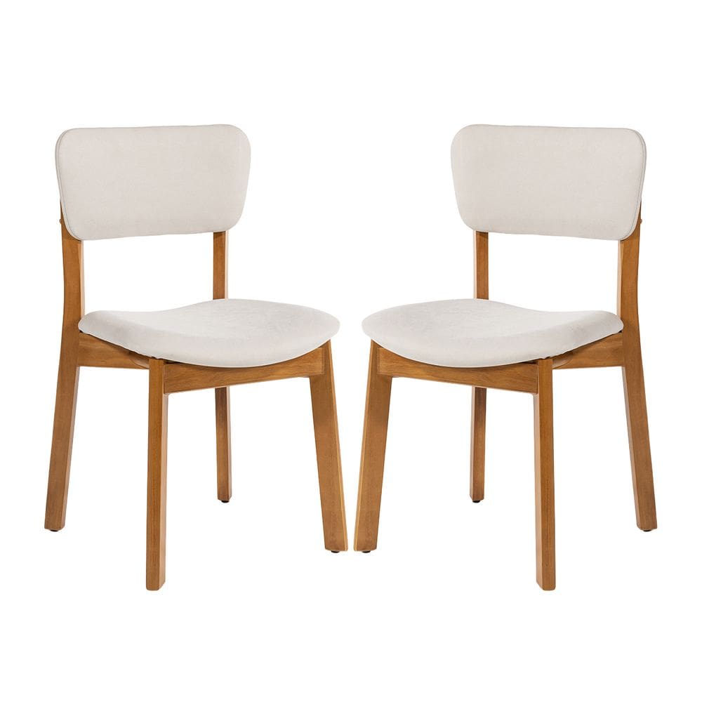 Kit 2 Cadeiras de Jantar Frame em Madeira Estofada Camurça Bege Claro N12 RMI