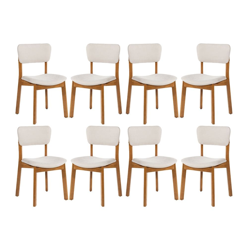 Kit 8 Cadeiras de Jantar Frame em Madeira Estofada Camurça Bege Claro N12 RMI