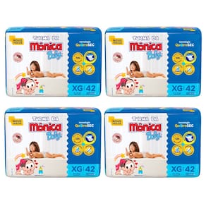 Kit 4 Fralda Infantil Turma da Mônica Baby Mega Tamanho XG 42 Fraldas Descartáveis