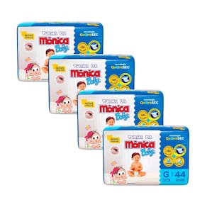 Kit 4 Fralda Infantil Turma da Mônica Baby Mega Tamanho G 44 Fraldas Descartáveis cada
