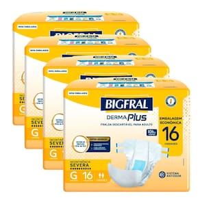 Kit 4 Fralda Bigfral Derma Plus Econômica G 16 Unidades cada