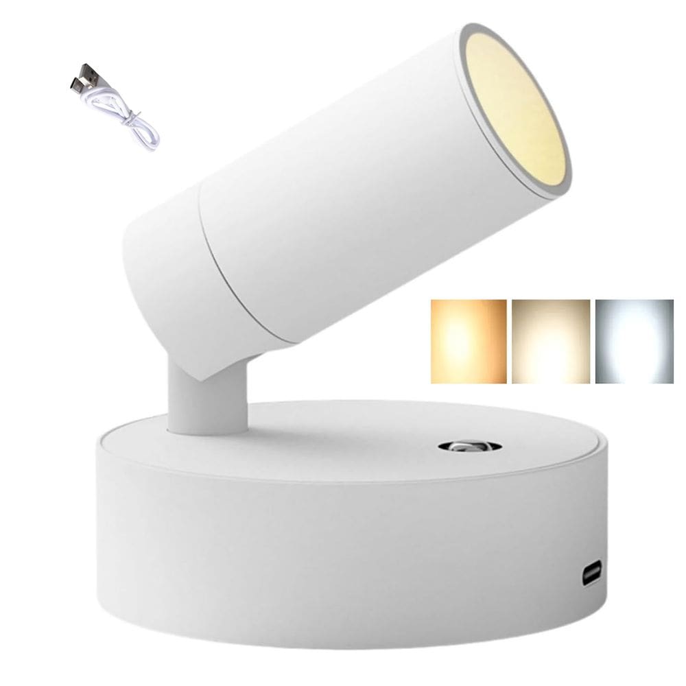 Luminaria 3 Tons LED Arandela Bateria Recarregavel USB Mesa Parede Cabeceira Leitura Quarto Sala Estudo Trabalho Luz