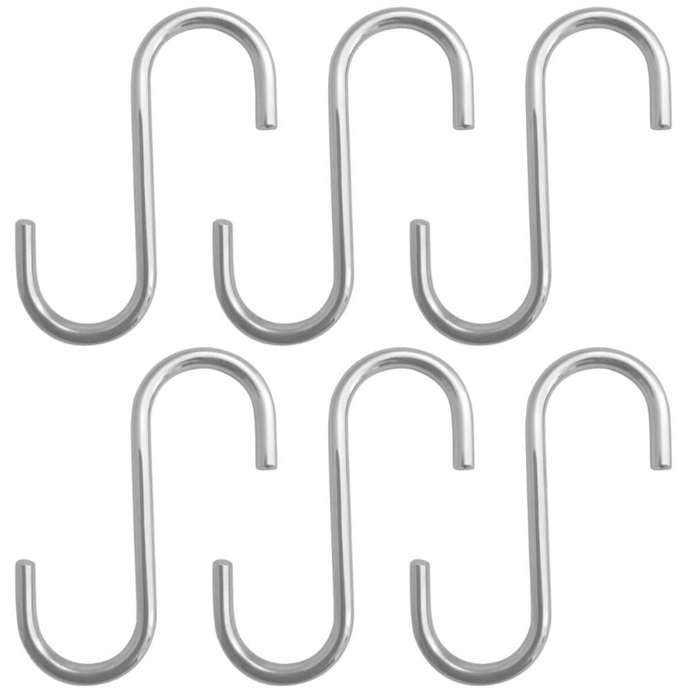 Kit 6 Ganchos Tipo S Multiuso Cromado 2cm Schimitt para Barra de Utensílios Toalha