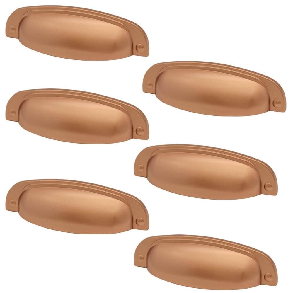 Conjunto 6 Puxadores 2773 Quebec Concha Cobre para Móveis Armários Gavetas Torralba