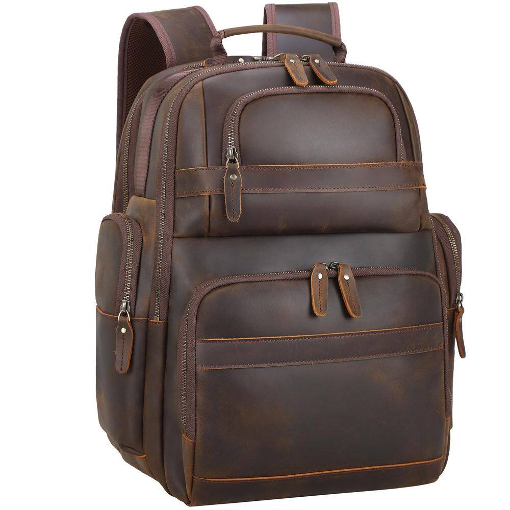 Mochila TIDING de couro integral para homens e laptop de 15,6&quot;