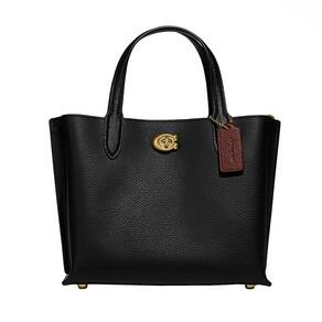 Sacola Coach Polished Pebble Leather Willow 24 preta