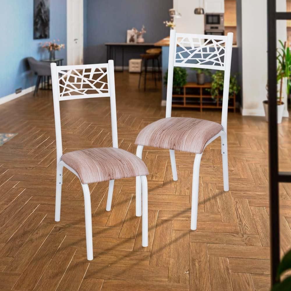 Cadeira De Aço 2 Unidades Branco E Capuccino Hupi