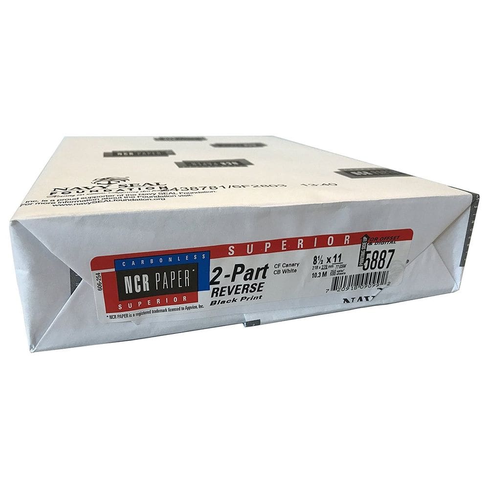 Papel sem carbono NCR 5887, 2 partes, agrupado, tamanho carta, 250 conjuntos