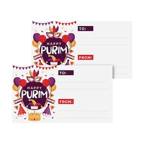 Etiqueta de presente, adesivos Happy Purim, pacote com 25, 9 x 5 cm, autoadesivos