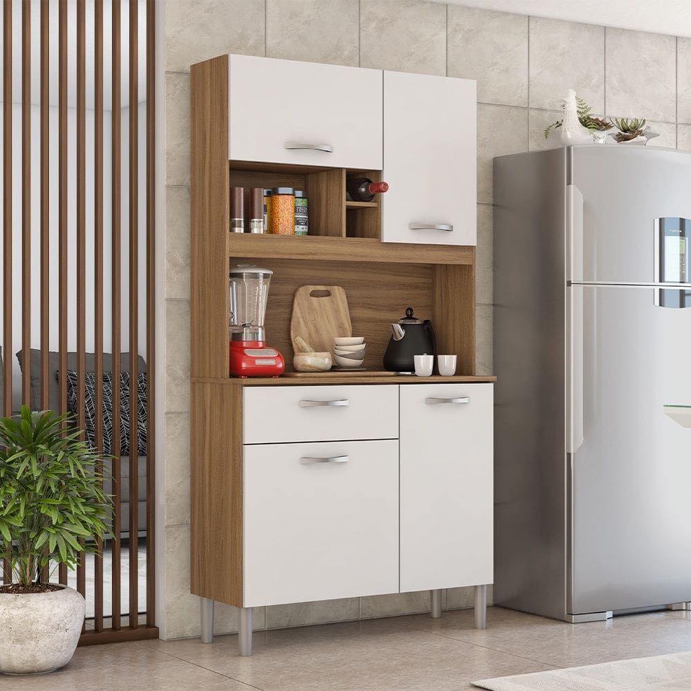 Cozinha Compacta Malta Amêndola Touch Branco Demóbile