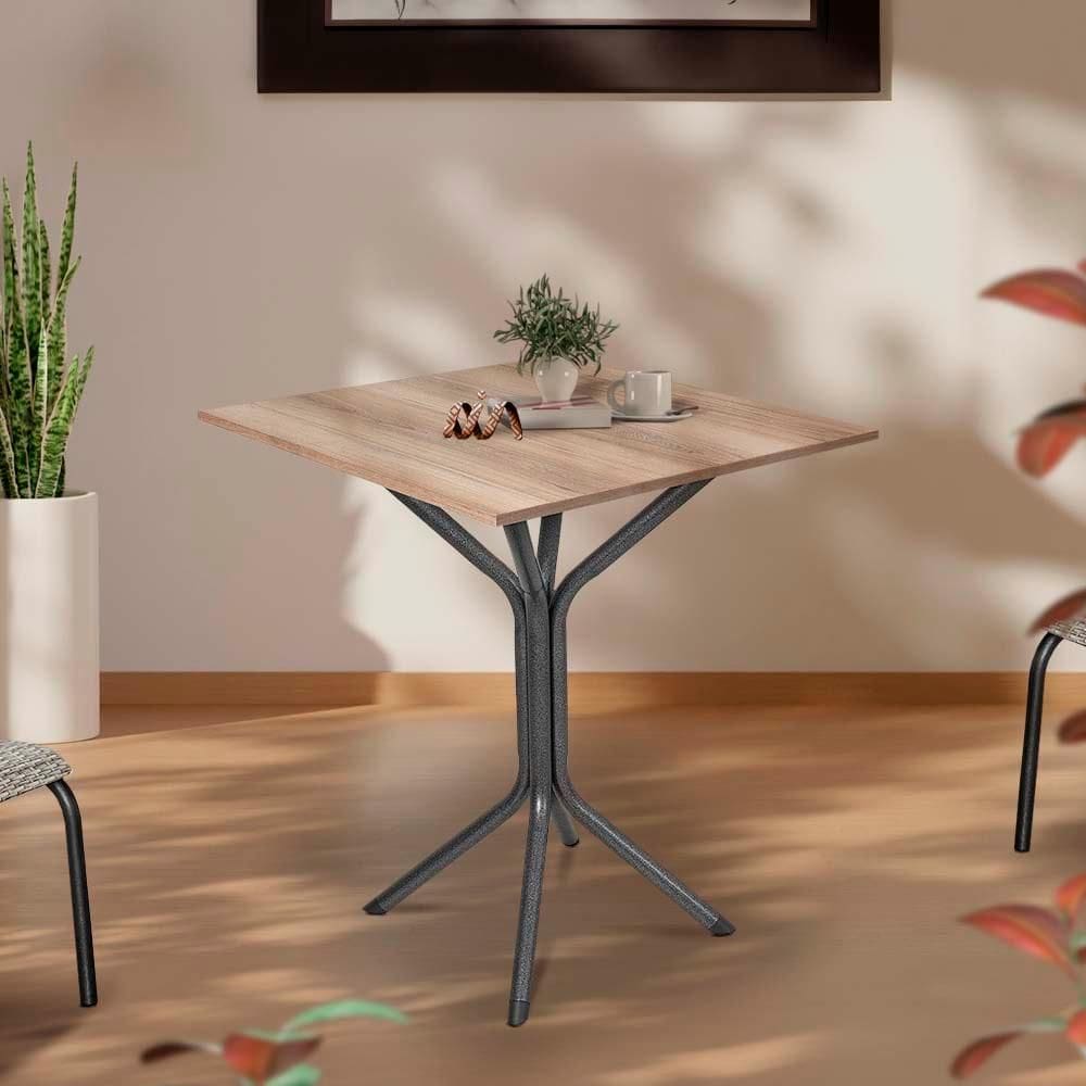 Mesa De Jantar Aço 4 Lugares 68cm Preto Carvalho Atticus