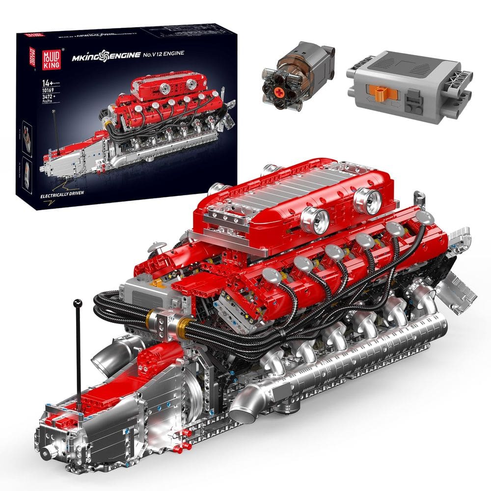 Conjunto de blocos de construção Mold King V12 Motor Model com bateria 3472 unidades