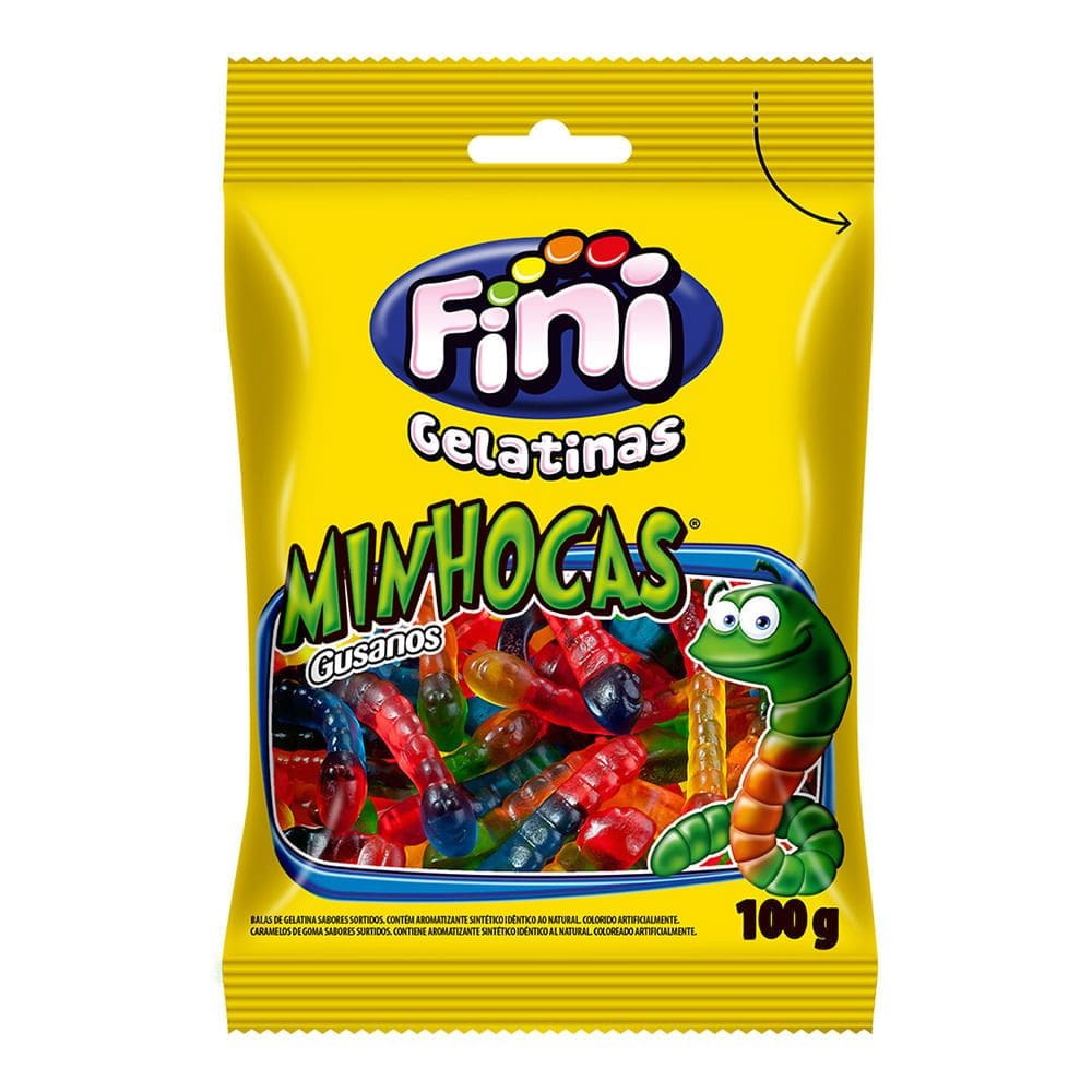 Balas de Gelatina Fini Minhocas 100g