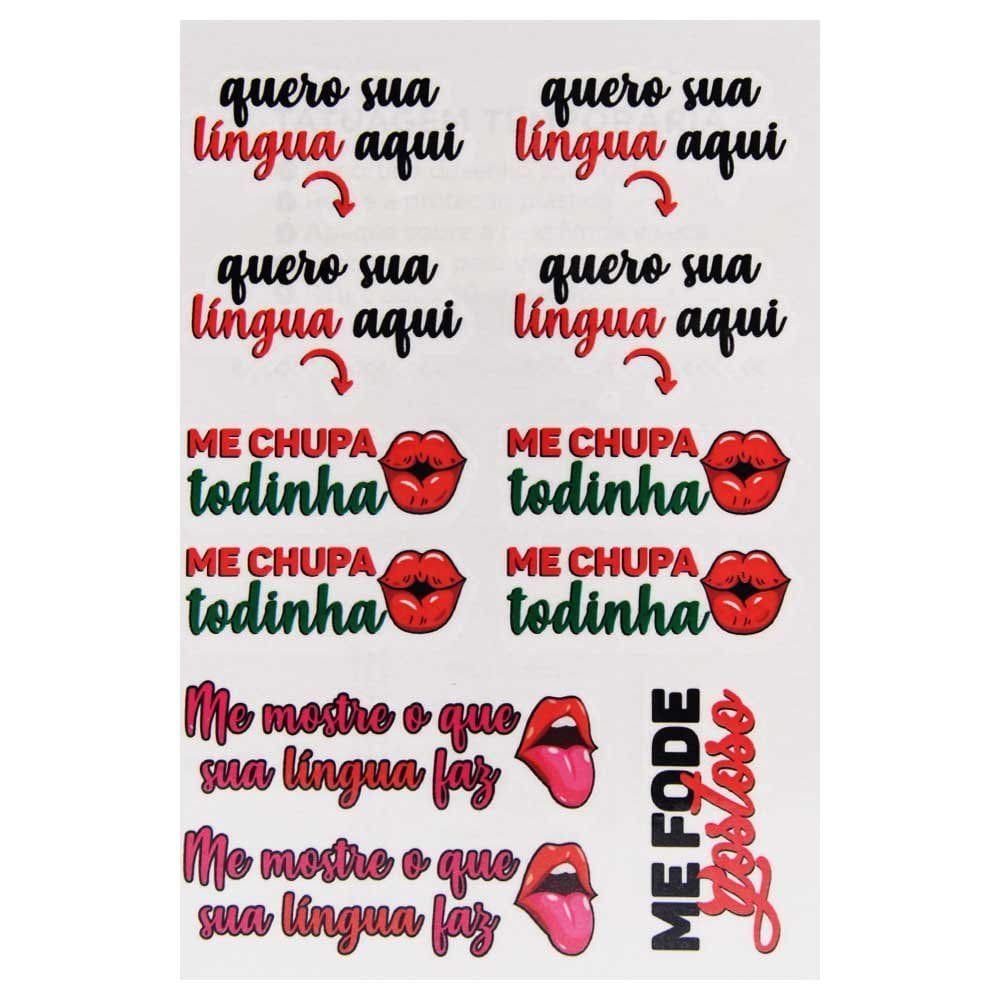 Tatuagem Temporária Me Chupa Sexy Divertida e Ousada 11 Desenhos Provocantes