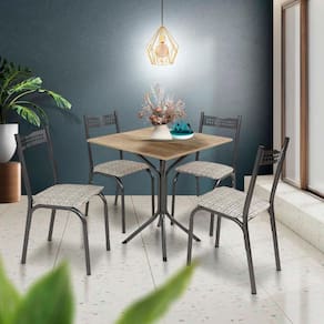 Mesa Para Cozinha Pequena 4 Cadeiras Preto Carvalho Manteiga Alexia