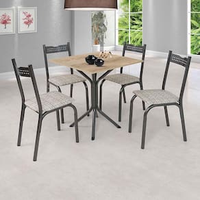 Mesa Com 4 Cadeiras Para Cozinha 68 cm Preto Carvalho Manteiga Ana Ciplafe